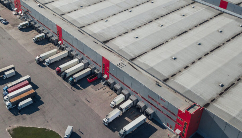 Aerial view of logistic center